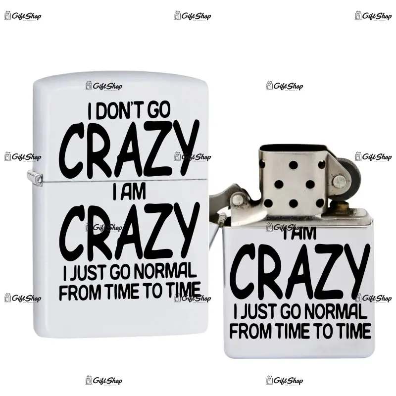 I don`t go crazy, bricheta metalica gravata laser cu mesaj